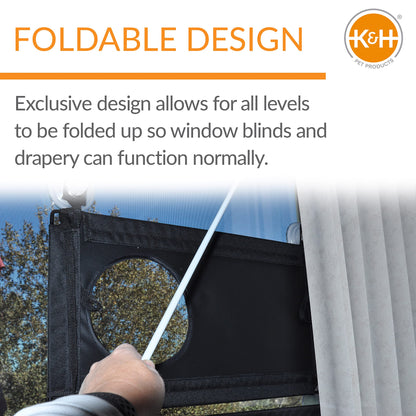 K&H Pet Products Multiple Cat Window Perch for Large Cats, EZ Mount Kitty Sill Triple Stack Multi-Level Steel Frame Sturdy Hammock for Windows & Glass Doors, 3 Level Shelf for Feline Fun