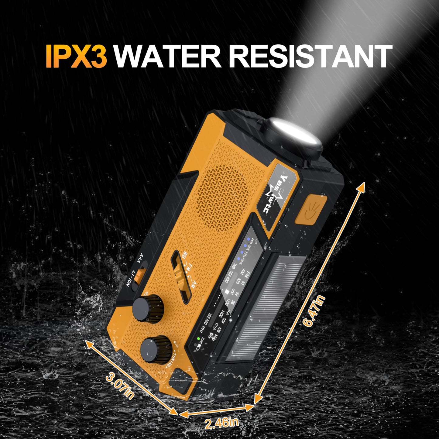 Hand Crank Emergency Radio NOAA Weather Radio 7400mWh Battery Operated 3 in 1 Charging Cable Hand Crank Charger with AM FM Portable Solar Powered Radio for Winter Storm Hurricane Survival Gear