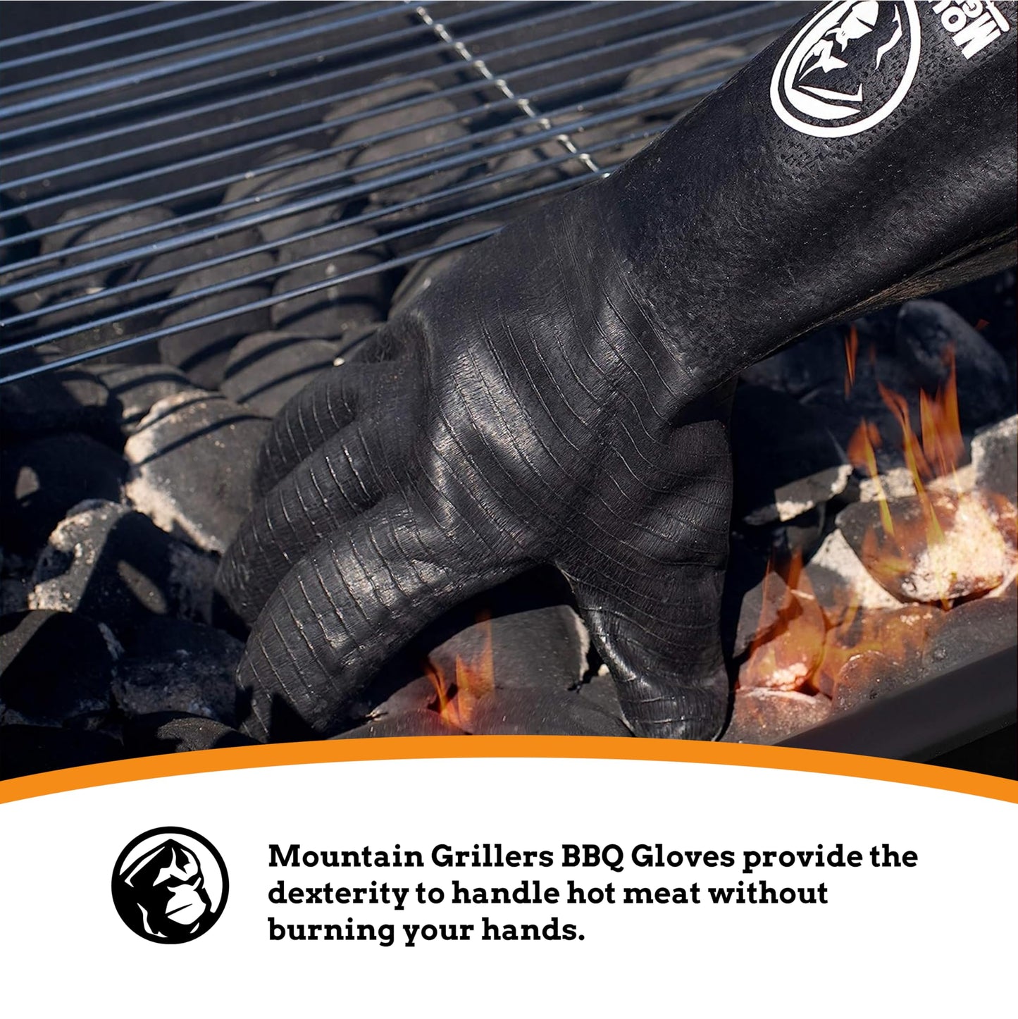 Mountain Grillers Extreme Heat Resistant Gloves for Grill BBQ High Temperature Fire Pit Gloves Barbecue Cooking, Smoker, Oven, Fryer, Grilling Waterproof, Fireproof Oil Resistant Neoprene Coating 14in