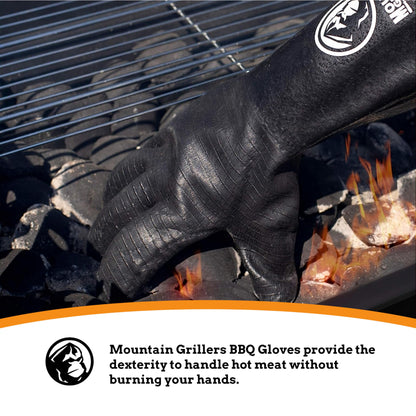 Mountain Grillers Extreme Heat Resistant Gloves for Grill BBQ High Temperature Fire Pit Gloves Barbecue Cooking, Smoker, Oven, Fryer, Grilling Waterproof, Fireproof Oil Resistant Neoprene Coating 14in