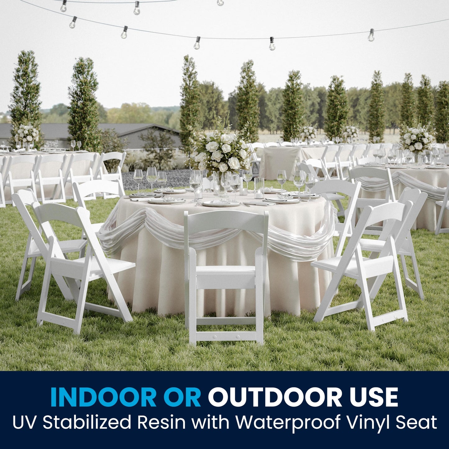 Flash Furniture Hercules Series Folding Chair - White Resin - Set of 4 800LB Weight Capacity Comfortable Event Chair - Light Weight Folding Chair