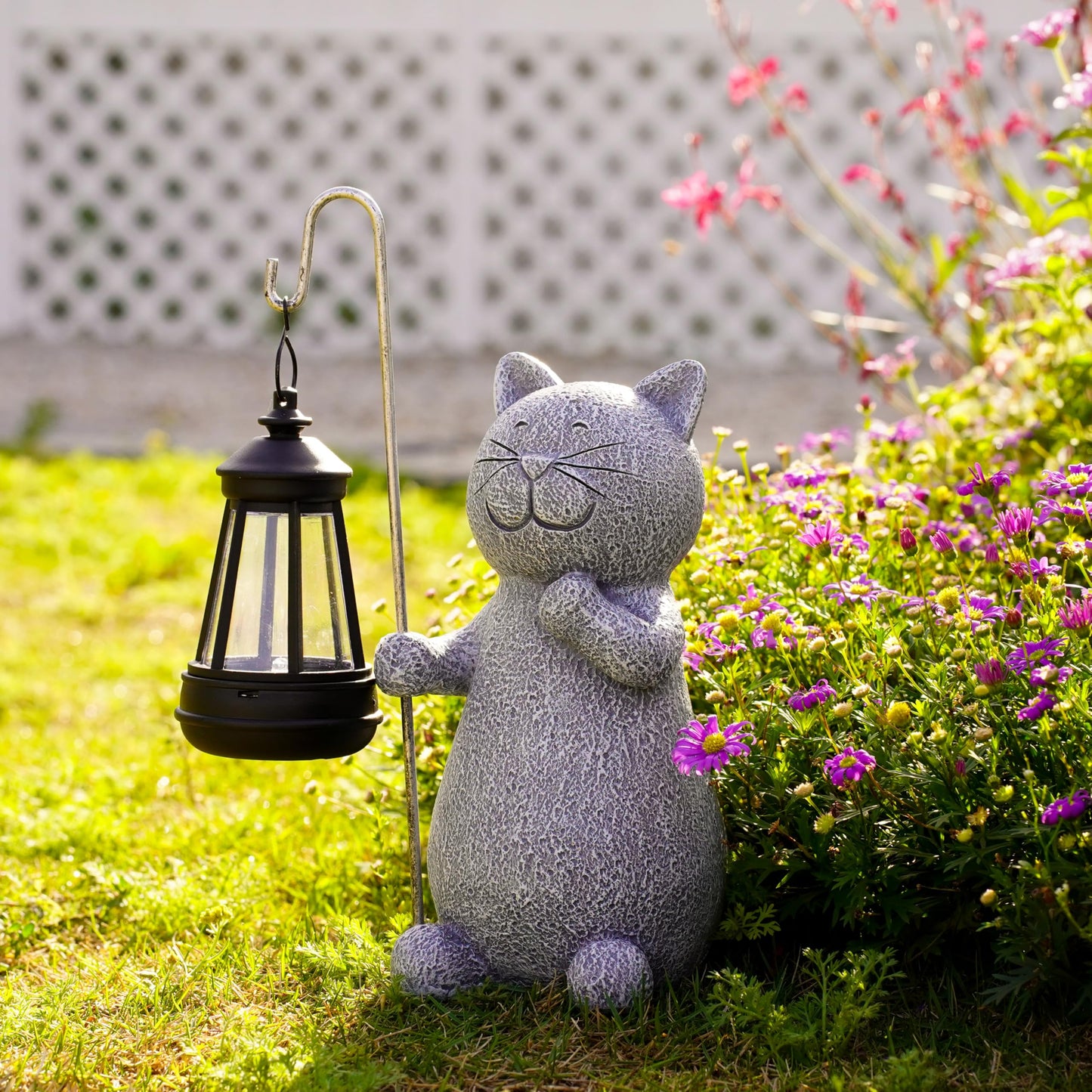 Qeeman Garden Decor Solar Statues: Mothers Day Birthday Gifts for Mom Grandma Women Sister Wife Lady Lover - Front Patio Balcony Yard Art Lawn Ornaments Porch Outdoor Outside Decorations (Cat)