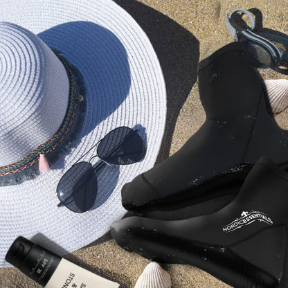 Nordic Essentials Aqua Beach Socks - 1 Pair - For Sand Soccer, Volleyball, Swim, Diving, Snorkel Equipment for Men, Women, Kids, Youth - Neoprene Lycra Waterproof Booties - Sun Protection S - Black