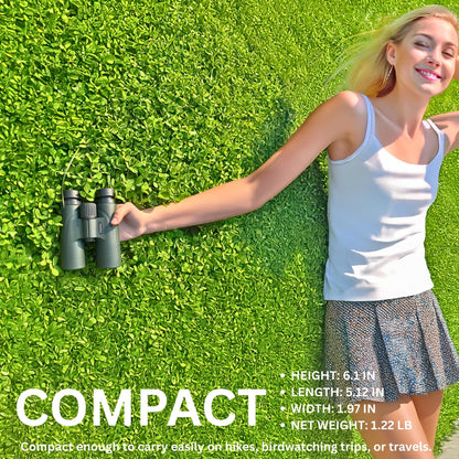 Hontry 8x42 Binoculars with IPX6 Waterproof Protection for Bird Watching, Hunting, Cruise Ship, Travel and Safari