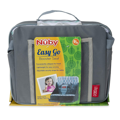 Nuby Easy Go Booster Seat - Travel Booster Seat for Babies and Toddlers - Holds Up to 35 Pounds - 9+ Months - Gray