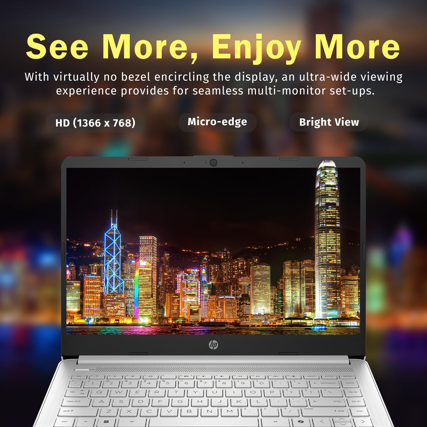 HP Stream 14" HD BrightView Laptop, Intel Celeron N150, 16GB RAM, 288GB Storage (128GB eMMC + 160GB Docking Station Set), Intel UHD Graphics, 720p Webcam, Wi-Fi, 1 Year Office 365, Win 11 S, Silver