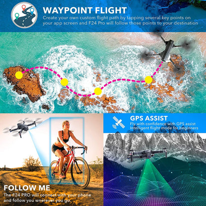 Contixo F24 Pro Drones With Camera For Adults, 30 Minutes Flight Time, 4K UHD Foldable RC Quadcopter GPS Return Home, Foldable FPV Brushless Motors Profession Flying Drone With Carrying Case