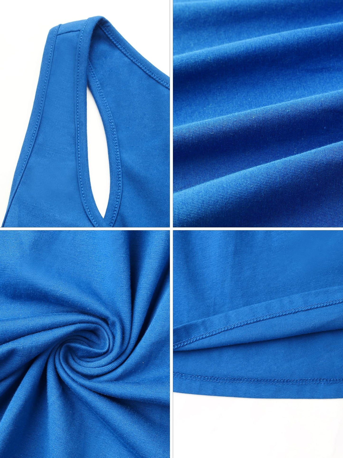 Missufe Women's Casual Sundress Summer Sleeveless Racerback Tank Fit and Flare Skater Dress (Blue, Small)