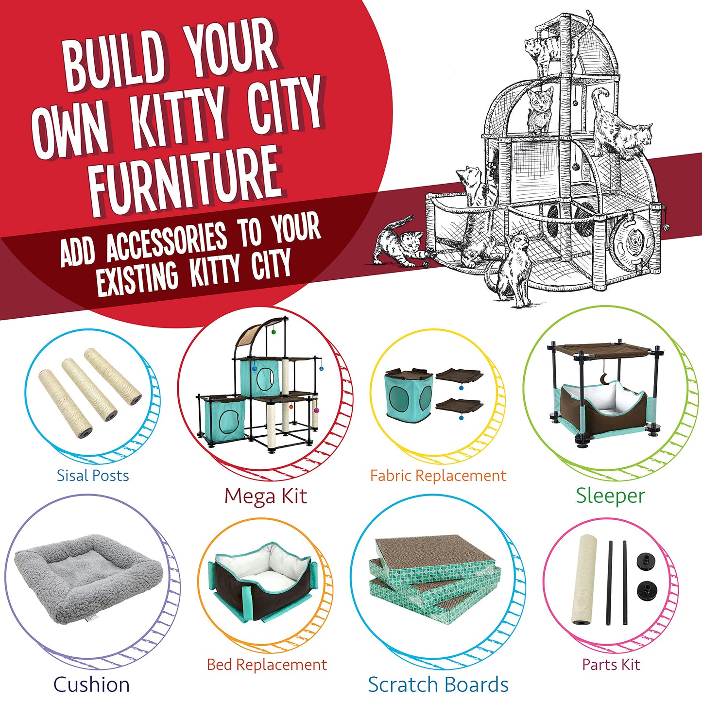 Kitty City Claw Indoor Mega Kit Cat Furniture, Corrugate Cat Scratcher, Cat Bed