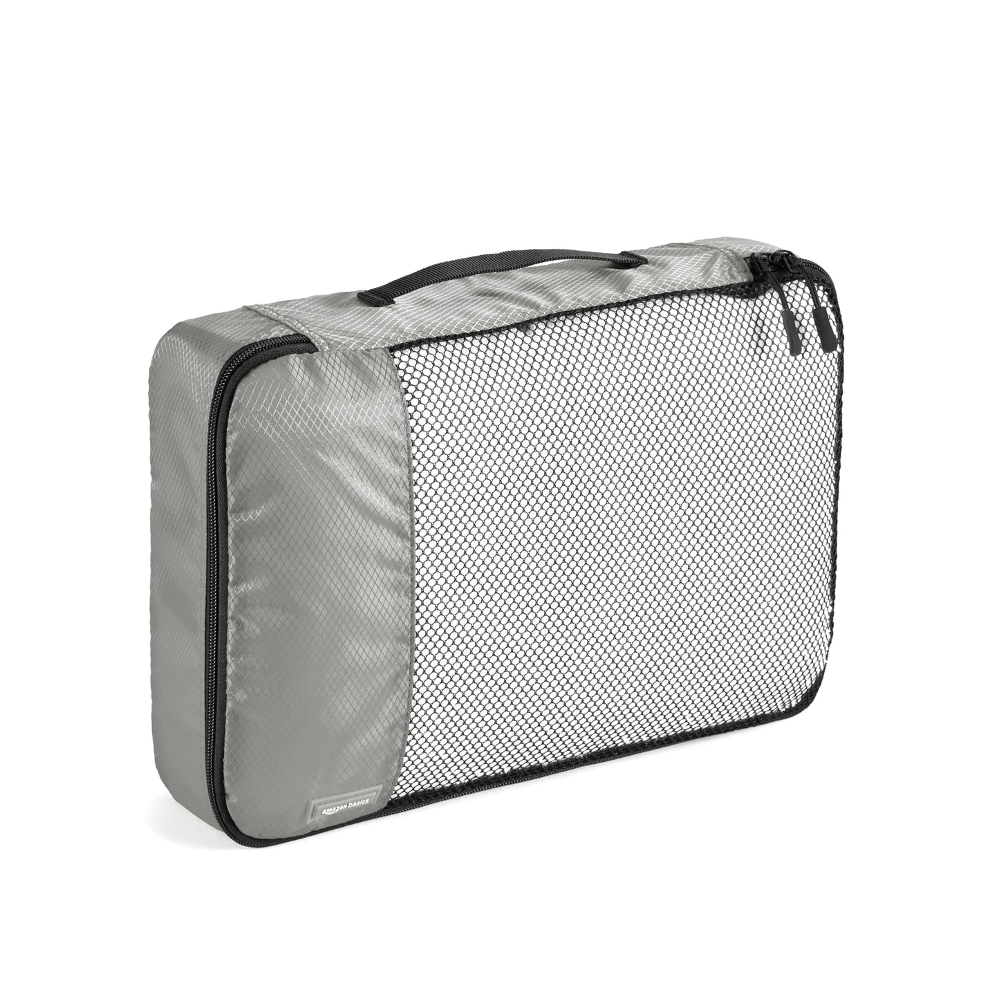 Amazon Basics Lightweight Packing Cubes Travel Organizer Set with Double Zipper, Mesh Top, Multiple Sizes, 4 Piece, Gray