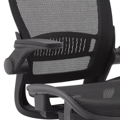 Amazon Basics Ergonomic High-Back Desk Chair, Comfortable Flip-Up Armrests, Contoured Mesh Seat, Swivel, Black, 25.5"D x 26.25"W x 49.25"H