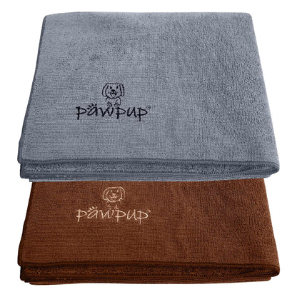 PAWPUP Dog Towels for Drying Dogs Super Absorbent Microfiber Pet Grooming Towel for Dogs, Cats and Other Pets (40 x 24 Inches, Brown and Grey)