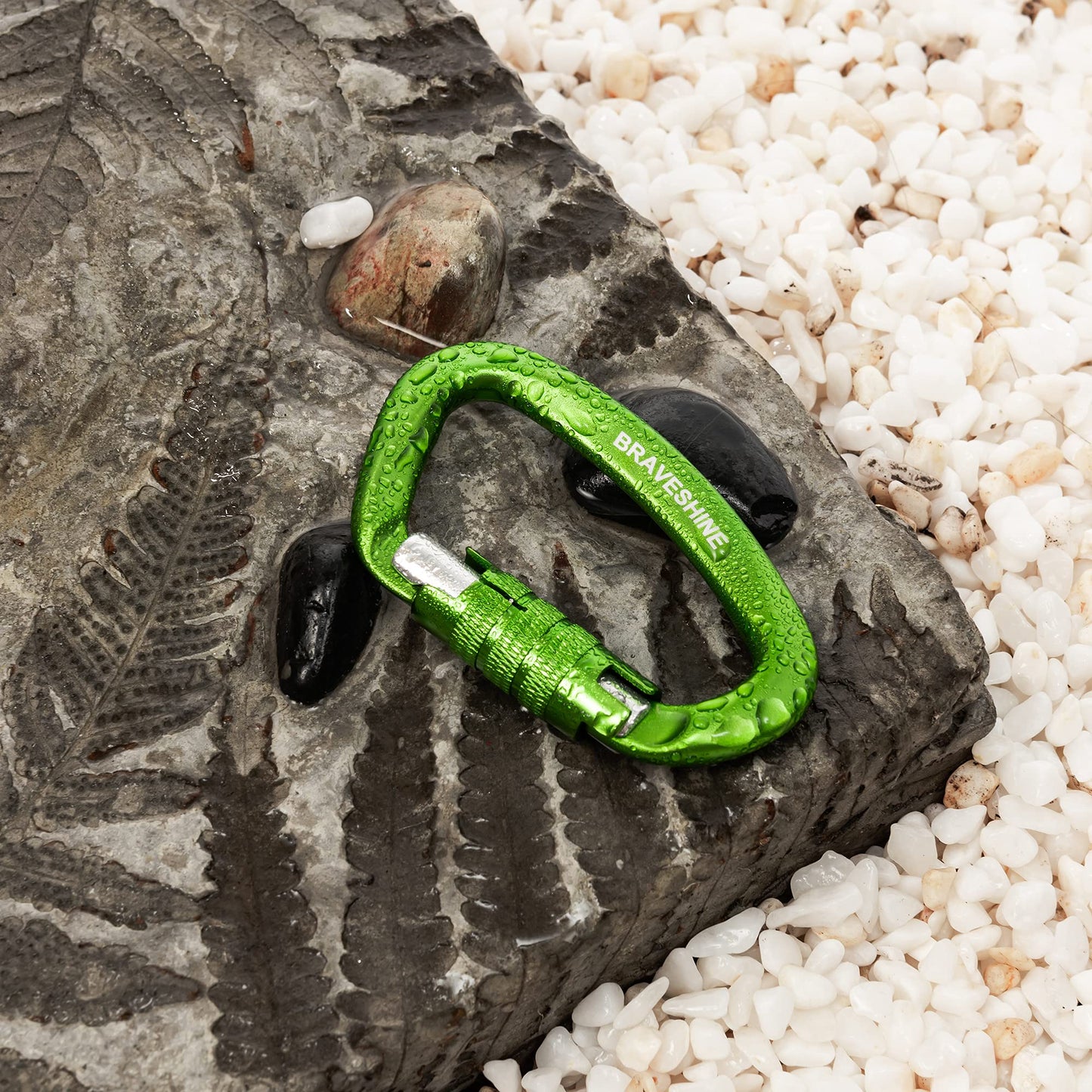 Heavy-Weight Carabiner Clips 12KN Aluminum D Ring Double Locking Caribeaner Hooks - Green