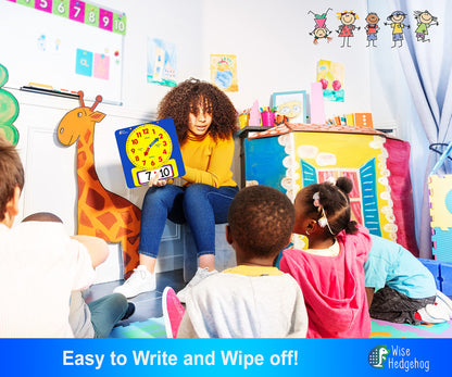 Large Dry Erase Magnetic Teaching Demonstration Clock, Kids Telling Time Learning Clock for Analog and Digital Time, Labelled Minute & Hour Hands, for School Classrooms & Homeschool Supplies