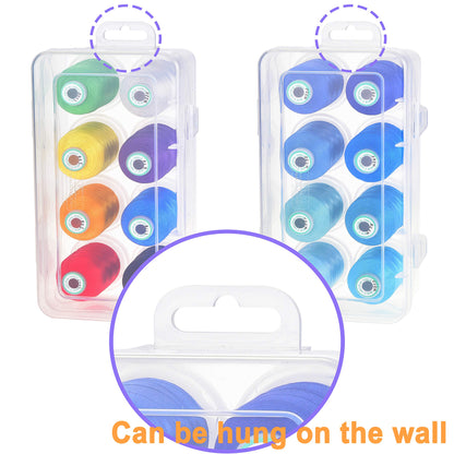 New brothread - 20 Options - 8 Snap Spools of 1000m Each Polyester Embroidery Machine Thread with Clear Plastic Storage Box for Embroidery & Quilting - Pastel Color