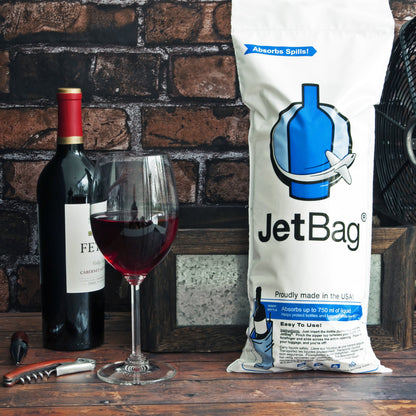Jet Bag - Protective, Absorbent, Reusable Wine Bags for Travel (Set of 3) Made in the USA - Clear Back allows for Custom Insert