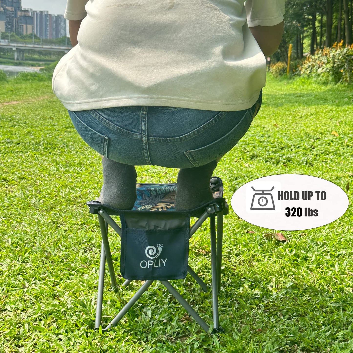 Opliy Camping Stool, Folding Samll Chair Portable Camp Stool for Camping Fishing Hiking Gardening and Beach, Camping Seat with Carry Bag (Green, L 13.5")