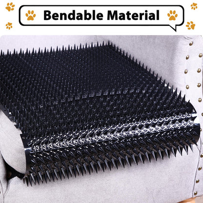 16 Pack Cat Repellent Outdoor Mat Cats Dogs Plastic Bendable Spiked Deterrent Training Repellent PET Mats with Spikes for Indoor Outdoor Supplies, 18.3 Square Feet, 16 x 13 Inch(Black)