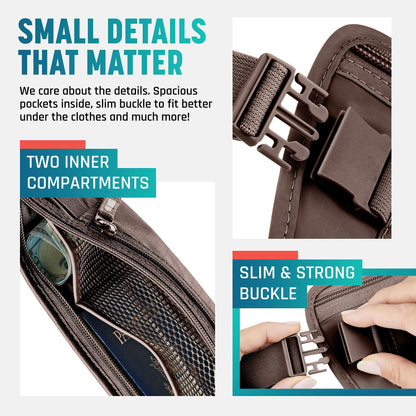 Hidden Money Belt for Travel for Men, Waist Wallet Anti Theft, RFID Passport Holder For Travel Men Or Women, Money Pouch, RFID Passport Holder