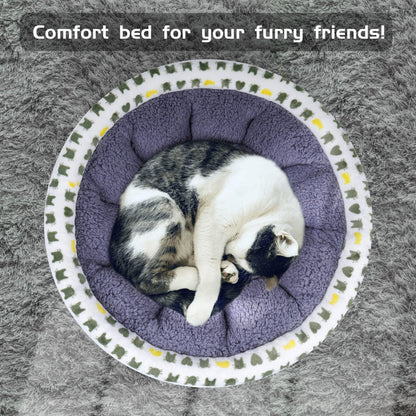 AIWIKIDE Super Soft Small Dog & Cat Bed, Anti-Anxiety Puppy Cuddler, Cozy Round Fluffy Plush Pet Bed, Machine Washable Faux Fur Donut Cuddler, Grey