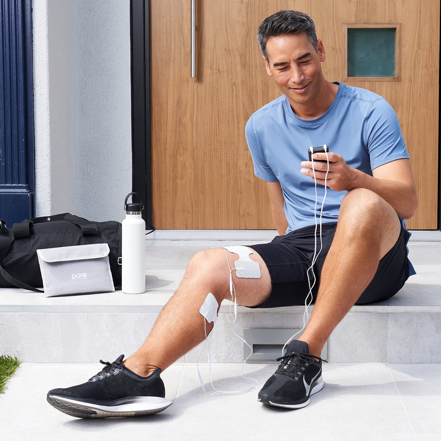 Pure Enrichment PurePulse Duo Dual Channel TENS & EMS Combo Muscle Stimulator - 14 Modes for Chronic Pain Relief, Adjustable Treatment Timer, Includes Reusable Electrode Pads, Storage Bag, & More