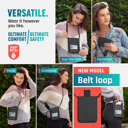 Neck Wallet, Travel Pouch For Passport Holder And Documents, Travel Neck Wallet For Traveling Women