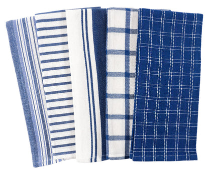 KAF Home Assorted Flat Kitchen Towels | 100% Cotton - 18 x 28 inches | Ultra Absorbent Soft Dish Towels | Perfect for Cooking, Cleaning, and Drying Hands (Navy, 10 Pack)