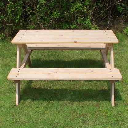 Merry Garden Kids Wooden Picnic Bench Outdoor Patio Dining Table, 37 x 10.8 x 4.9, Brown
