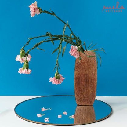 Mela Artisans Large Wood Vase - Manas Style with Medium Burnt Finish | 12" x 3.5" x 3.5" | Wooden Vases for Home Decor | Decorative Rustic Natural Mango Wood Vases | Elegant Wood Flower & Bud Vase