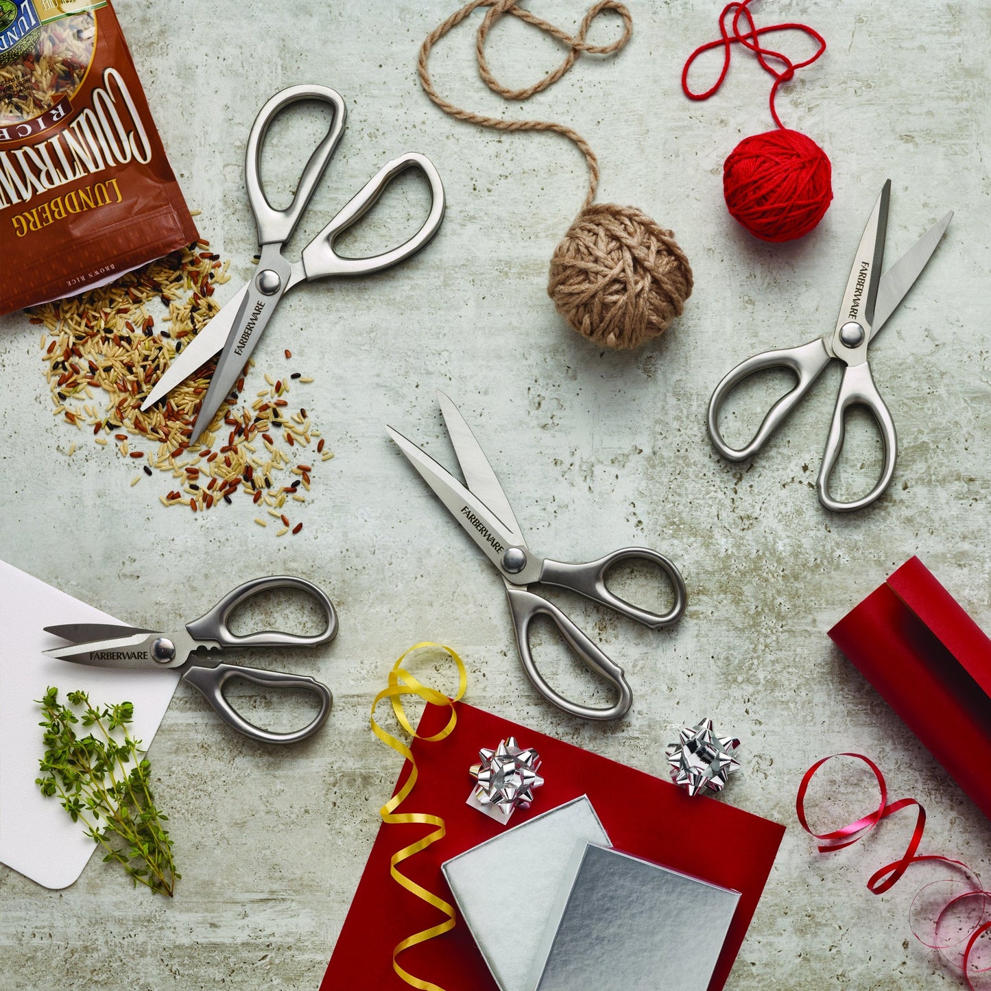 Farberware All Purpose High Carbon Stainless Steel Shears with Contoured Handles, Silver