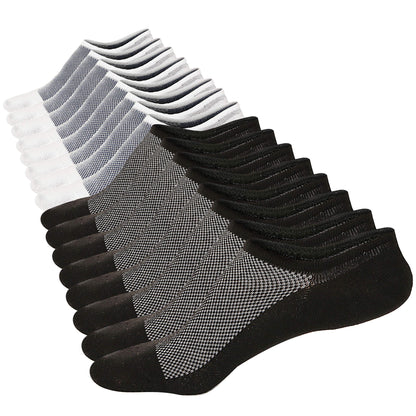 Mottee&Zconia No Show Low Cut Socks Mens Invisible Anti-Slip Black White Cotton Casual socks 8pack Plus Size11-13
