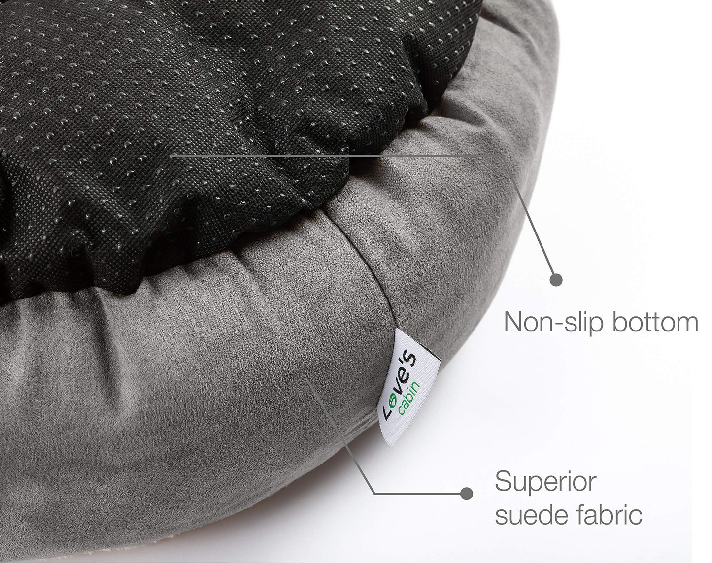 Love's cabin Round Donut Cat and Dog Cushion Bed, 20in Bed for Cats or Small Dogs, Anti-Slip & Water-Resistant Bottom, Super Soft Durable Fabric Pet Beds, Washable Luxury Cat & Dog Bed Gray