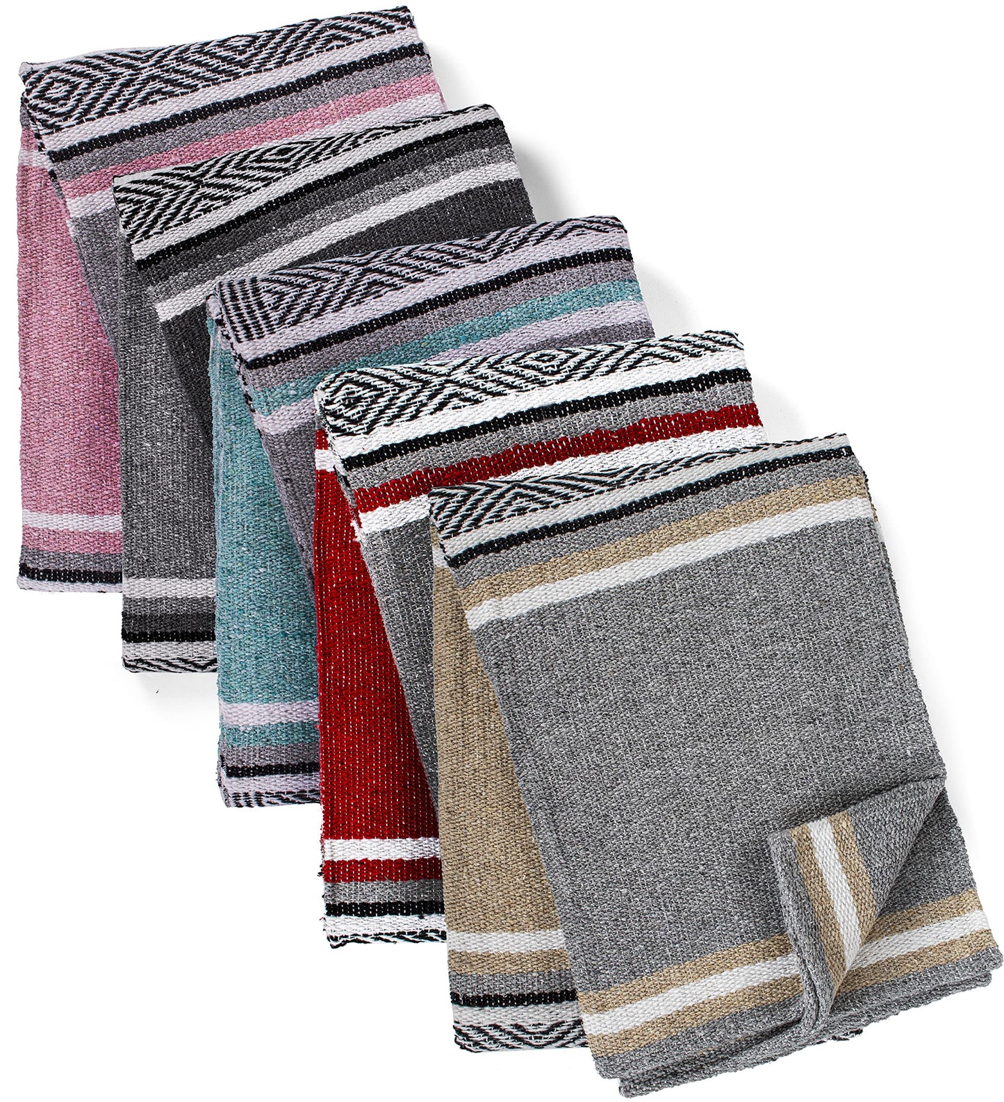 Genuine Mexican Handwoven Premium Large Heavyweight Falsa Serape & Yoga Blanket | Beach & Picnic Blanket (Traditional, Assorted)