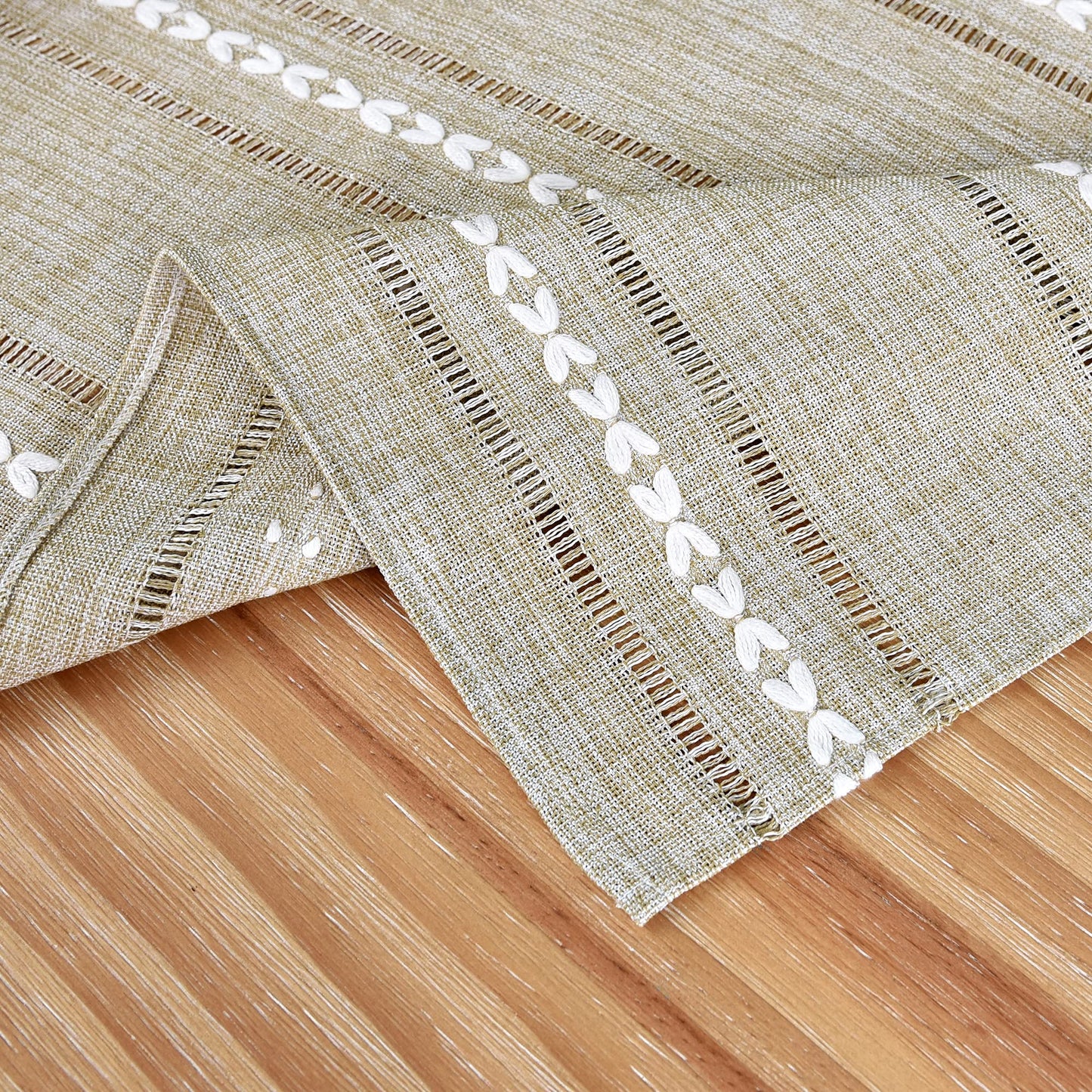 NEWISHER Rustic Farmhouse Embroidered Square Tablecloth Jacquard Striped Table Cloth Linen Washable Dining Table Cover Kitchen Dining Home Decoration Yellow 70x70 inch