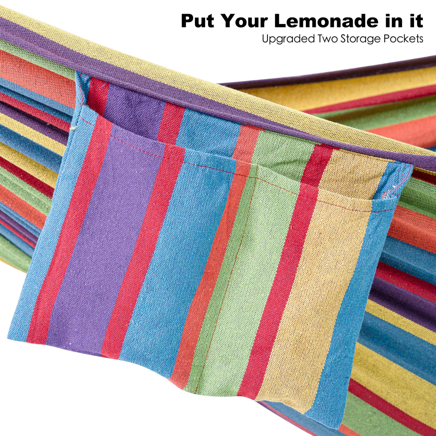 gafete Double Hammock with Stand for Outside, Upgraded Spreader Bar, Heavy Duty Space Saving Steel Stand 2 Person, Side Pockets, Easy Assembly, 600lbs Weight Capacity, Indoor & Outdoor (Classic Red)