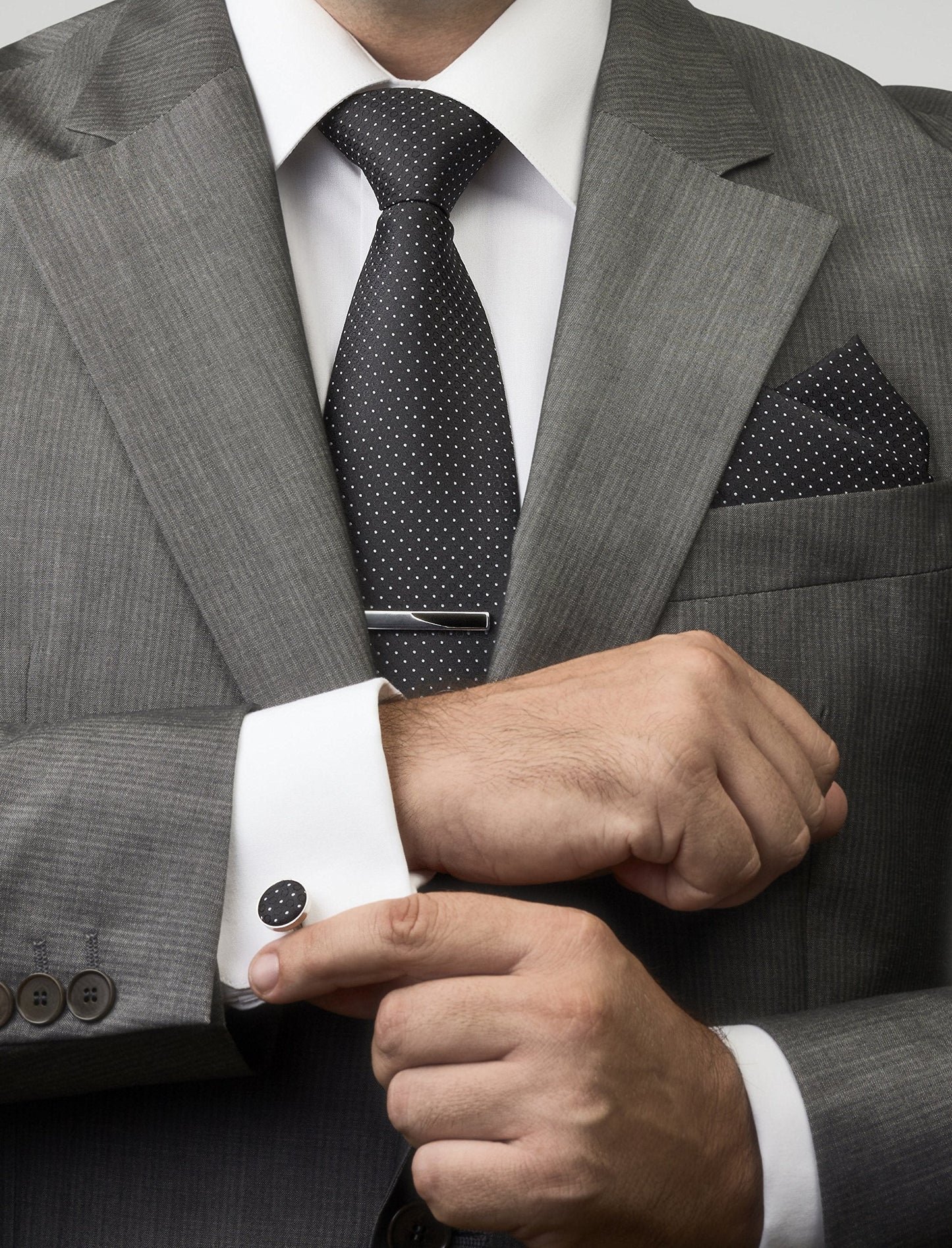 Premium Men’s Gift Tie Set Silky Necktie Pocket Squares Tie Clips Cufflinks For Men