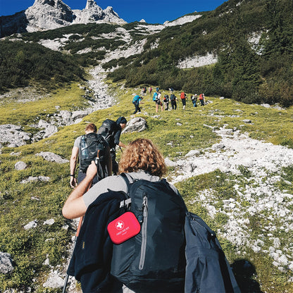 Mini First Aid Kit - 120 Piece Small Waterproof Hard Shell Medical Kit for Car, Home, Office, Travel, Camping, Sports, Outdoor, School - Emergency First Aid Supplies and Survival Kit (Red)