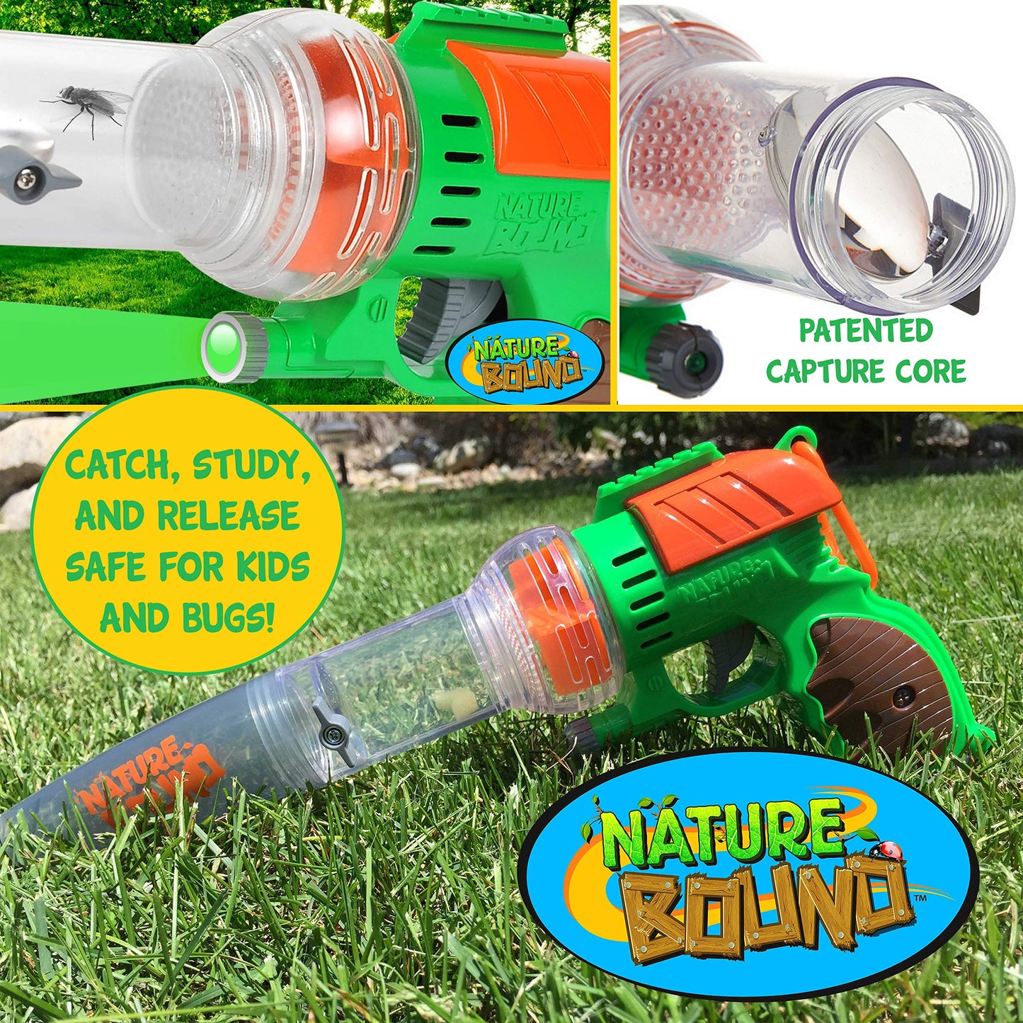 Nature Bound Bug Catcher Toy | Eco-Friendly Bug Vacuum, Catch and Release | Ages 3 to 12 Indoor/Outdoor Play Toy | Includes Capture Core with Magnification | Complete Kit for Kids | Green