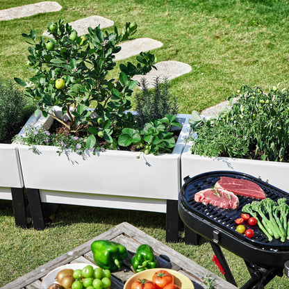 Glowpear Self Watering Planter Box - 29.5", White - UV Stable, Scalable Urban Raised Garden Bed with Water Gauge, Indoor Outdoor for Vegetables, Flowers, Herbs, and Succulents, Gardening