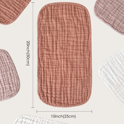 Muslin Burp Cloths for Baby 100% Cotton Burping Cloths for Unisex, Boy, Girl - Large 20'' by 10'' Newborn Essentials Ultra Soft Absorbent Milk Spit Up Rags - 12 Pack - White+Light Bean Paste Series