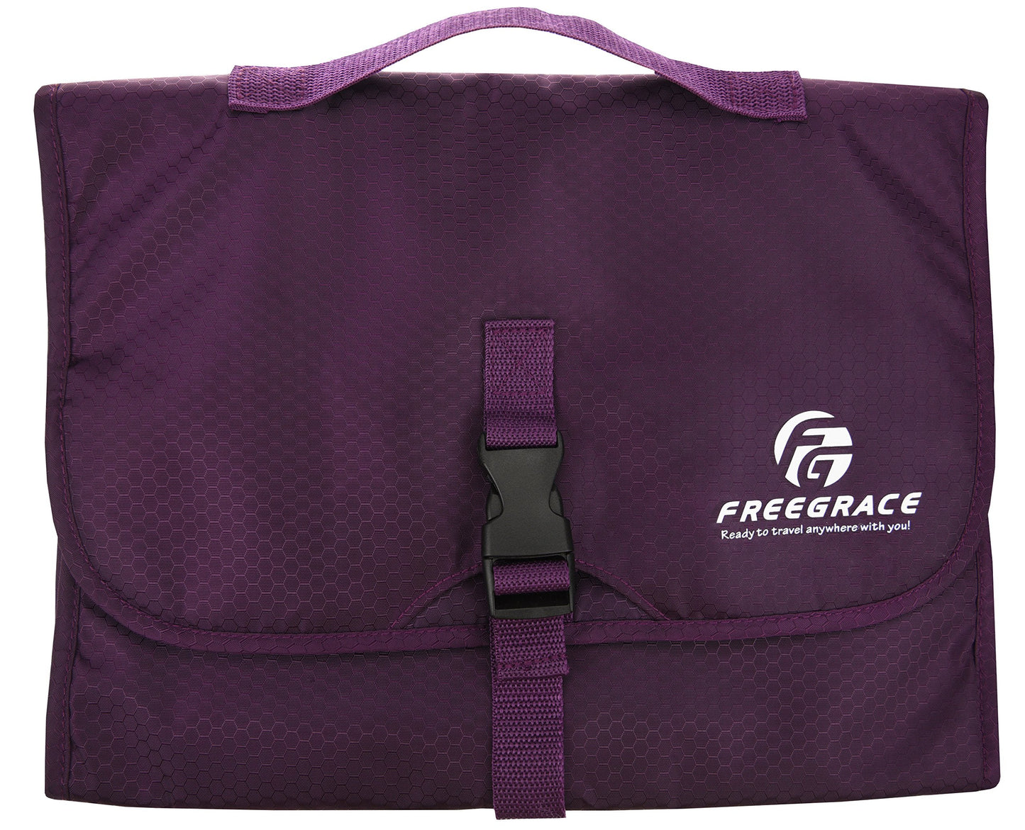 Freegrace Premium Hanging Toiletry Travel Bag - Cosmetic, Jewelry, Toiletry & Accessory Storage Organizer Bag, Large Size, Various Compartments (Purple)