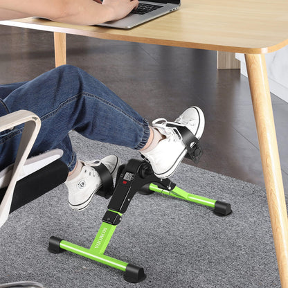 Pedal Exerciser Desk Exercise Bike Leg and Arm Bike with LCD Monitor Foldable (black/green)