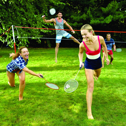Franklin Sports Badminton Set - Backyard Badminton Net Set - Rackets and Birdies included - Backyard or Beach Badminton Set - Starter Set, One Size