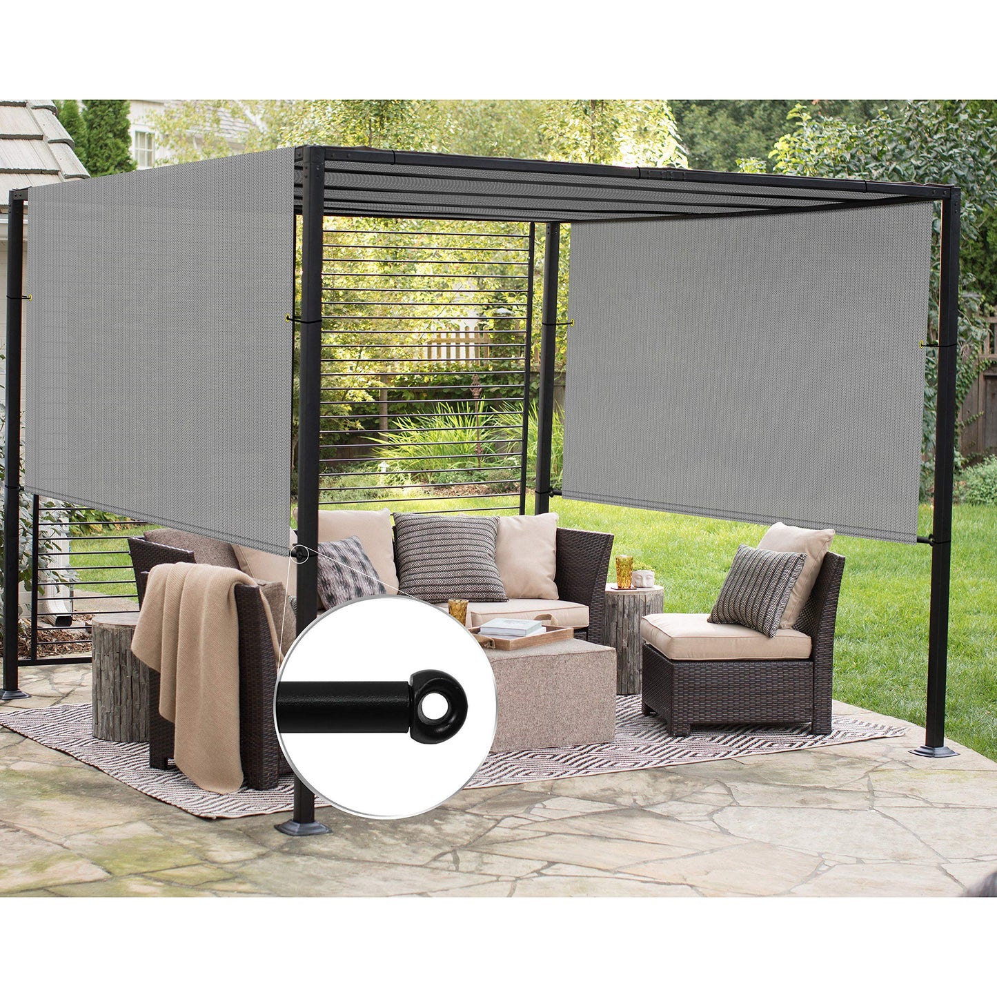 Patio Paradise 10' x 16' Pergola Canopy Replacement Cover Shade Cloth with Grommets Weighted Rods Outdoor Sun Shade Screen UV Block for Gazebo Backyard Deck Porch Balcony, Light Gray