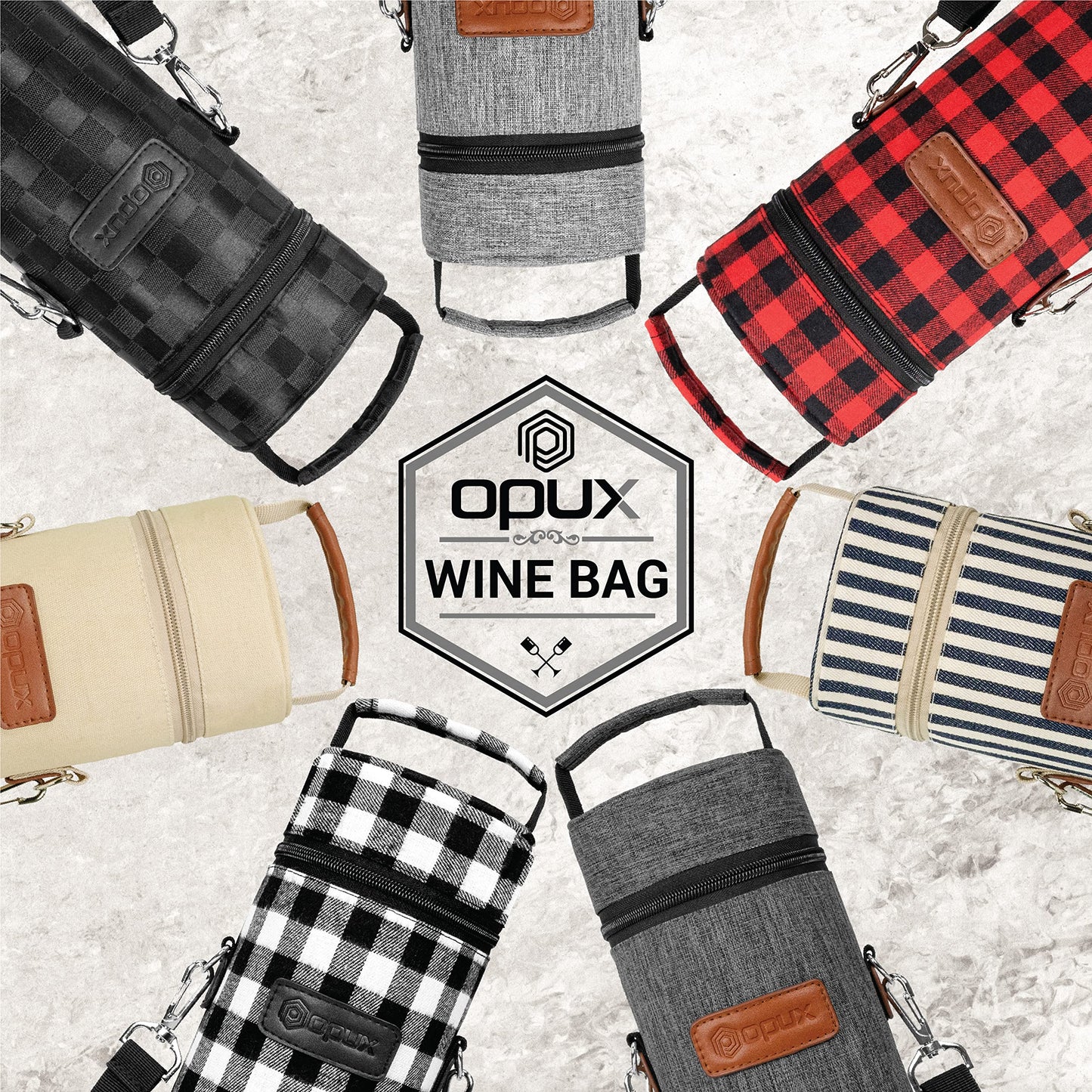 opux Wine Bag Single Bottle Carrier Tote, Insulated Wine Cooler Bag for Travel Picnic Beach with Shoulder Strap, Thermal One Bottle Holder Carrying Case Wine Gift for Women Men, Beige Cream