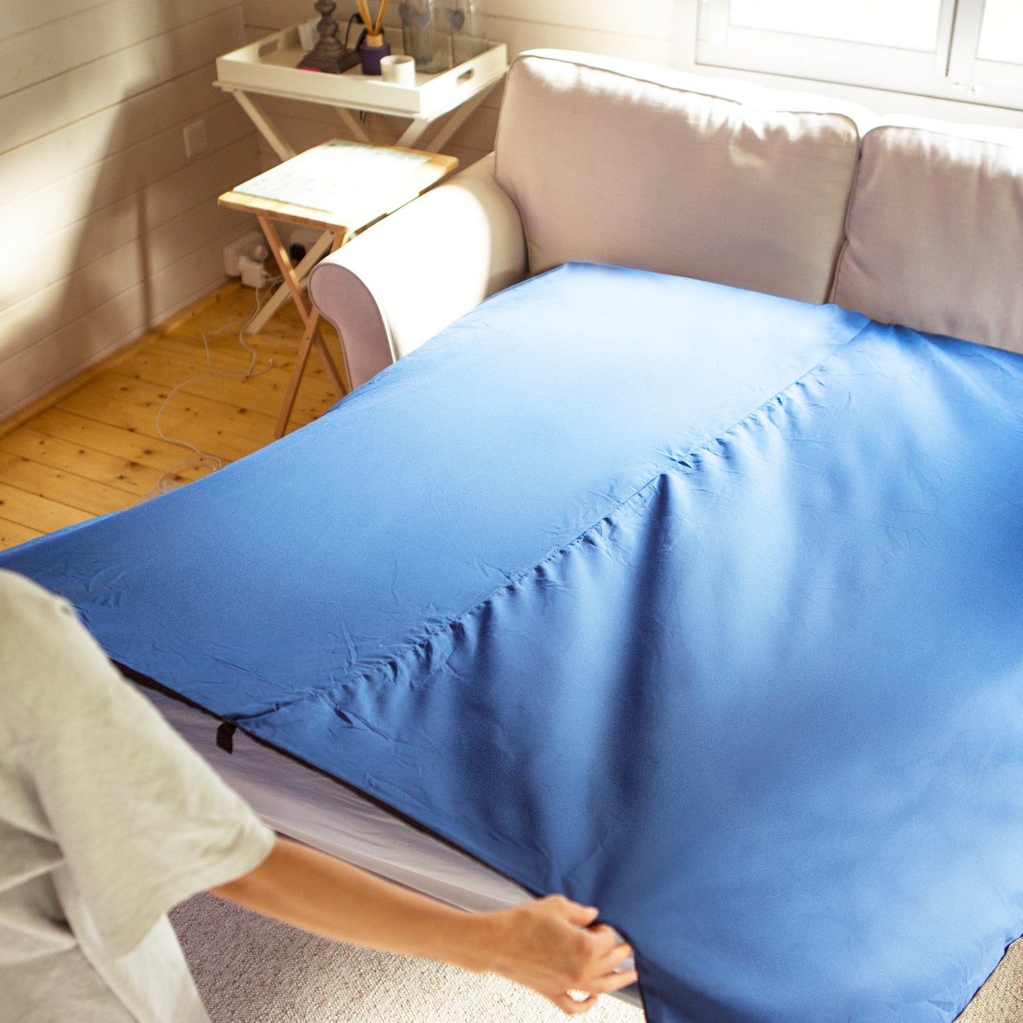 MIQIO Sport 2-in-1 Sleeping Bag Liner and XL Sized Travel Sheet - Ultra Lightweight Sleep Liner Double Travel Bed Sheet Inlett Inlay - Blue Zipper Right