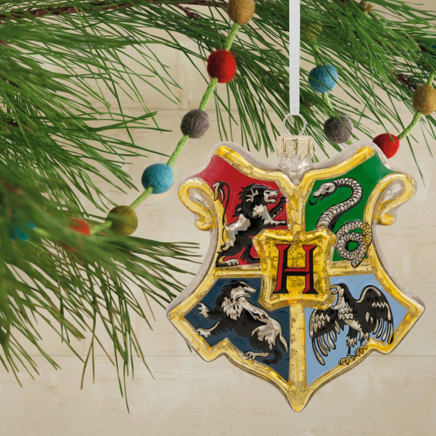 Hallmark Harry Potter Hogwarts Crest Christmas Ornament, Blown Glass